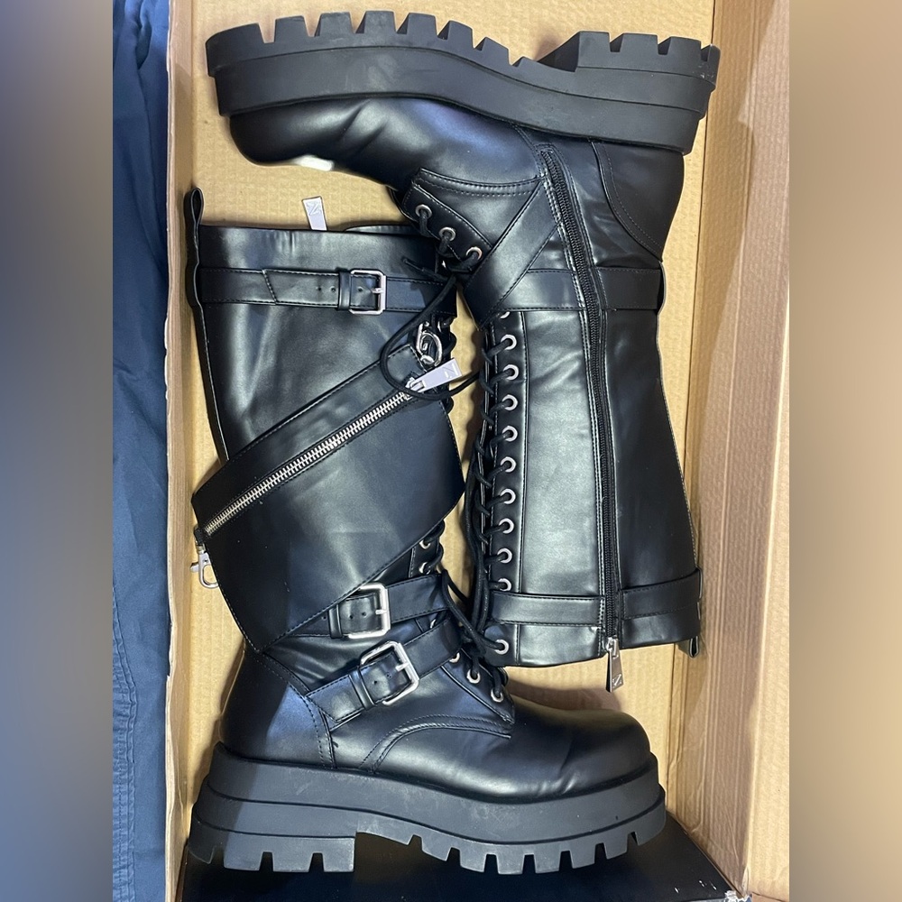 Zara Black Combat & Moto Boots